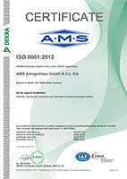 AMS Anlagenbau - recertification acc. ISO 9001:2025